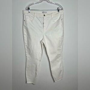 Nine West Gramercy Skinny Ankle Stretch Jeans Women's Size 16 White Frayed Hem